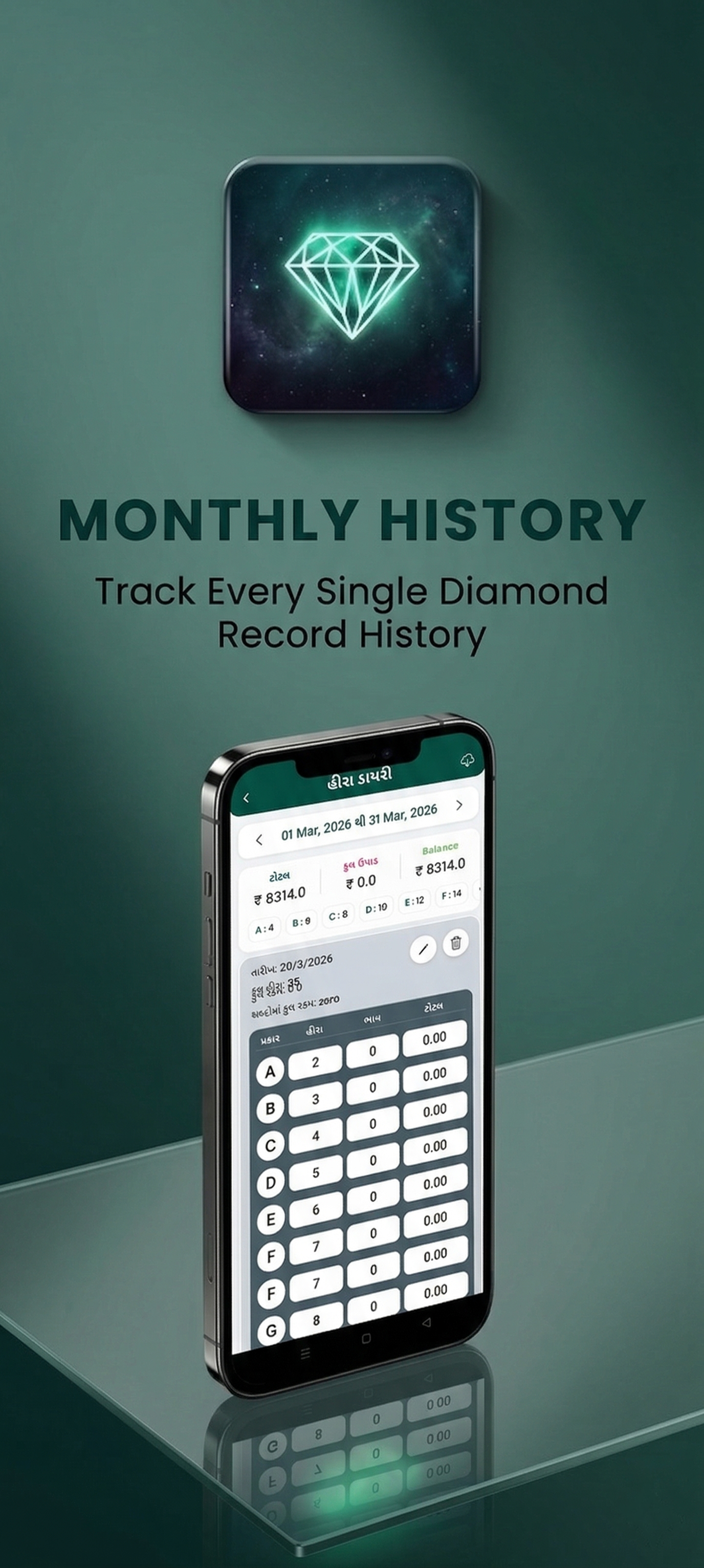 Hira Diary Monthly History Screen